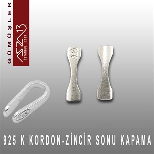 925 K Gümüş 14 mm Zincir-Kordon Sonu / Paket İçeriği 4 Adet