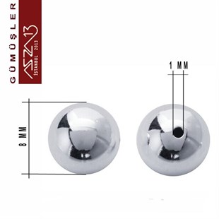 925 K Gümüş 8 mm Top / Paket İçeriği 2 Adet