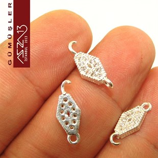 925 K Gümüş 16x7x/2 mm Çift Kulplu Ara Malzeme / Paket İçeriği 3 Adet
