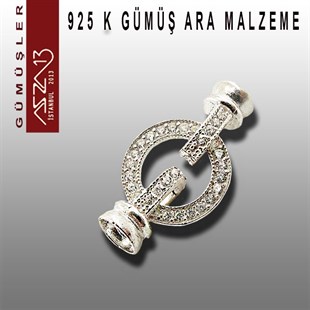 925 K Gümüş 30x15x6,5/5,5 mm Zirkon Taşlı Klipsli Kapsül Kapama / Paket İçeriği 1 Adet