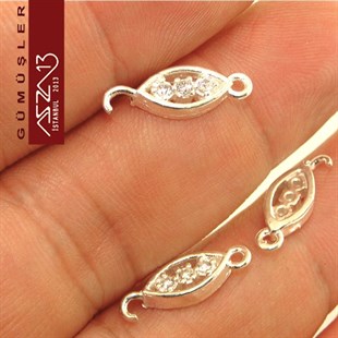 925 K Gümüş 16x6x/3 mm Çift Kulplu Ara Malzeme / Paket İçeriği 3 Adet