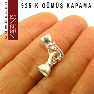925 K Gümüş 26x7,5/6,5 mm Klipsli Kapsül Kapama / Paket İçeriği 1 Adet