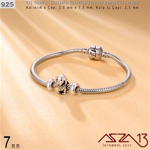 925 K Gümüş 7x3x/2,5 mm Silikonlu Donut Stopper / Paket İçeriği 2 Adet