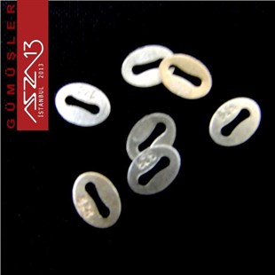 925 K Gümüş 4x3 mm Ayar Damga Pulu / Paket İçeriği 12 Adet