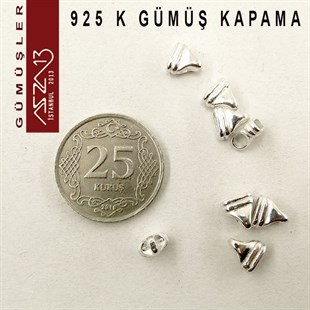 925 K Gümüş 7x6x/3,5mm Yassı Kapama / Paket İçeriği 4 Adet