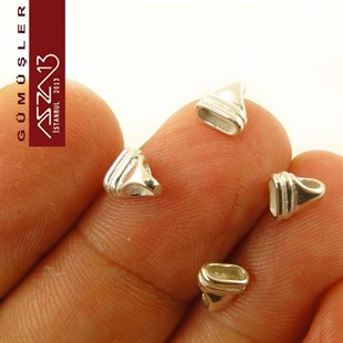 925 K Gümüş 7x6x/3,5mm Yassı Kapama / Paket İçeriği 4 Adet