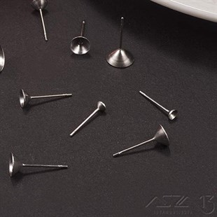 Gümüş Kaplamalı - Freenickel - 6 mm - Konik Yuvalı Küpe Çivisi / 10 Adet