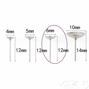 Gümüş Kaplamalı - Freenickel - 6 mm - Konik Yuvalı Küpe Çivisi / 10 Adet