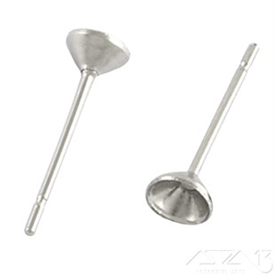 Gümüş Kaplamalı - Freenickel - 6 mm - Konik Yuvalı Küpe Çivisi / 10 Adet