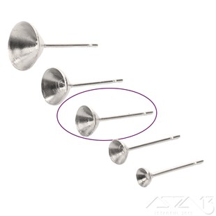 Gümüş Kaplamalı - Freenickel - 6 mm - Konik Yuvalı Küpe Çivisi / 10 Adet