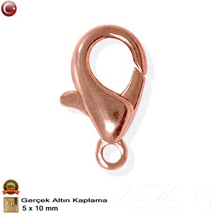 Klips - Damla (Papağan) - Gerçek Rose Altın Kaplama - 10 mm - 5 Adet