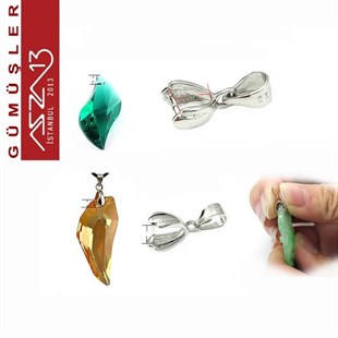 Sterling Gümüş 14 mm Kolye Ucu Klipsi / Paket İçeriği 2 Adet