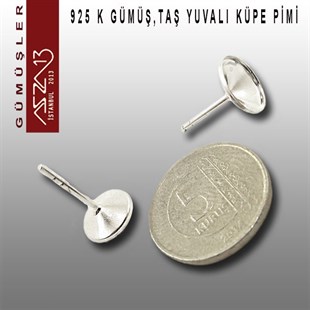 925 K Gümüş, 5 mm Yuvalı, Yuvarlak Pimli Küpe Kancası / Paket İçeriği 1 Çift