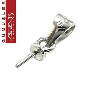 Sterling Gümüş 13,5 mm Kolye Ucu Pinli İnce Klips / Paket İçeriği 4 Adet