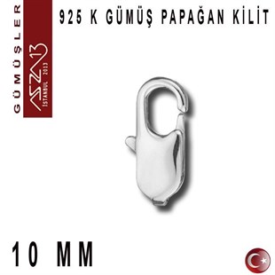 925 K Gümüş 10 mm Dikdörtgen (Papağan) Kilit / Paket İçeriği 1 Adet