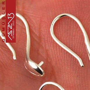 Sterling Gümüş Şapkalı ve Pinli 10 mm Küpe Kancası / Paket İçeriği 1 Çift