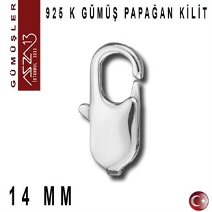 925 K Gümüş 14 mm Dikdörtgen (Papağan) Kilit / Paket İçeriği 1 Adet