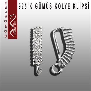 925 K Gümüş, 14x6 mm Zirkon Taşlı Kolye Klipsi / Paket İçeriği 3 Adet