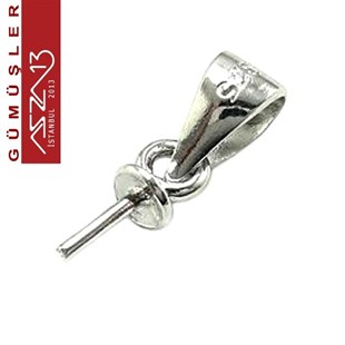 Sterling Gümüş 13,5 mm Kolye Ucu Pinli Kalın Klips / Paket İçeriği 4 Adet