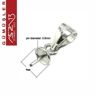 Sterling Gümüş 13,5 mm Kolye Ucu Pinli İnce Klips / Paket İçeriği 4 Adet