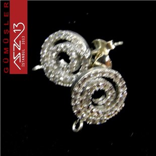 925 K Gümüş Zirkon Taşlı Spiral Küpe Kancası / Paket İçeriği 1 Çift