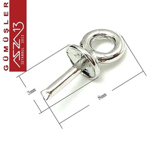 Sterling Gümüş Halkalı Pin / Paket İçeriği 20 Adet