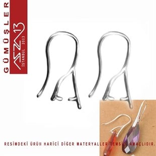 Sterling Gümüş Kıskaçlı 20 mm Küpe Kancası / Paket İçeriği 1 Çift