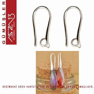 Sterling Gümüş Küçük İç Halkalı 20 mm Küpe Kancası / Paket İçeriği 1 Çift