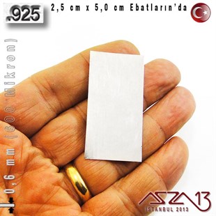 925 Ayar - 0,6 mm (600 Mikron) Kalınlıkta Gümüş Plaka - 2,5 cm / 5,0 cm Ebatlarında