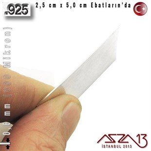 925 Ayar - 0,6 mm (600 Mikron) Kalınlıkta Gümüş Plaka - 2,5 cm / 5,0 cm Ebatlarında