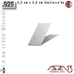 925 Ayar - 1,0 mm (1000 Mikron) Kalınlıkta Gümüş Plaka - 2,5 cm / 5,0 cm Ebatlarında