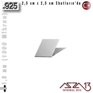 925 Ayar - 1,0 mm (1000 Mikron) Kalınlıkta Gümüş Plaka - 2,5 cm / 2,5 cm Ebatlarında