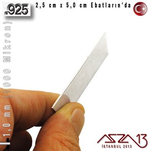 925 Ayar - 1,0 mm (1000 Mikron) Kalınlıkta Gümüş Plaka - 2,5 cm / 5,0 cm Ebatlarında