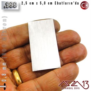 999 Ayar - 0,8 mm (800 Mikron) Kalınlıkta Gümüş Plaka - 2,5 cm / 5,0 cm Ebatlarında