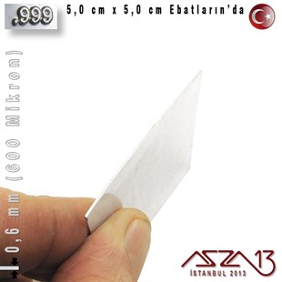 999 Ayar - 0,6 mm (600 Mikron) Kalınlıkta Gümüş Plaka - 5,0 cm / 5,0 cm Ebatlarında