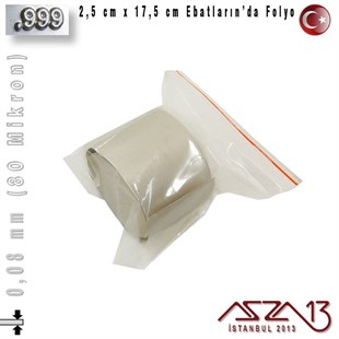 999 Ayar - 0,08 mm (80 Mikron) Kalınlıkta Gümüş Folyo - 2,5 cm x 17,5 cm