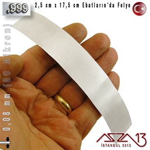 999 Ayar - 0,08 mm (80 Mikron) Kalınlıkta Gümüş Folyo - 2,5 cm x 17,5 cm