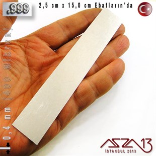 999 Ayar - 0,4 mm (400 Mikron) Kalınlıkta Gümüş Plaka - 2,5 cm / 15,0 cm Ebatlarında