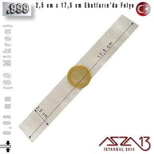 999 Ayar - 0,08 mm (80 Mikron) Kalınlıkta Gümüş Folyo - 2,5 cm x 17,5 cm