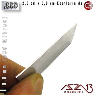 999 Ayar - 0,8 mm (800 Mikron) Kalınlıkta Gümüş Plaka - 2,5 cm / 5,0 cm Ebatlarında