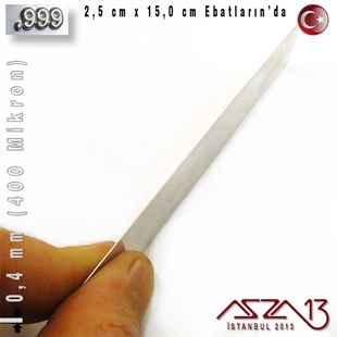 999 Ayar - 0,4 mm (400 Mikron) Kalınlıkta Gümüş Plaka - 2,5 cm / 15,0 cm Ebatlarında