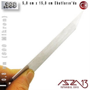 999 Ayar - 0,8 mm (800 Mikron) Kalınlıkta Gümüş Plaka - 5,0 cm / 15,0 cm Ebatlarında