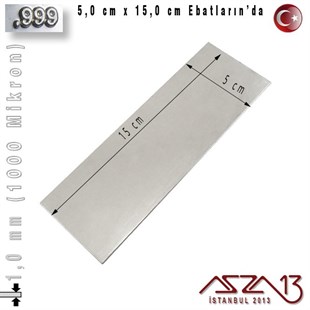 999 Ayar - 1,0 mm (1000 Mikron) Kalınlıkta Gümüş Plaka - 5,0 cm / 15,0 cm Ebatlarında