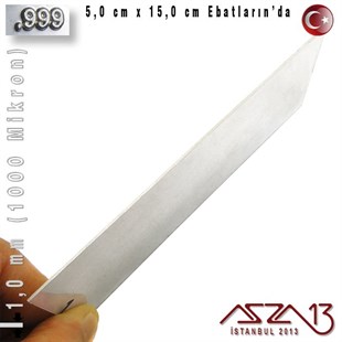 999 Ayar - 1,0 mm (1000 Mikron) Kalınlıkta Gümüş Plaka - 5,0 cm / 15,0 cm Ebatlarında