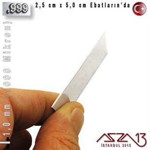 999 Ayar - 1,0 mm (1000 Mikron) Kalınlıkta Gümüş Plaka - 2,5 cm / 5,0 cm Ebatlarında