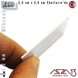 999 Ayar - 1,2 mm (1200 Mikron) Kalınlıkta Gümüş Plaka - 2,5 cm / 5,0 cm Ebatlarında