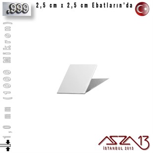 999 Ayar - 1,0 mm (1000 Mikron) Kalınlıkta Gümüş Plaka - 2,5 cm / 2,5 cm Ebatlarında