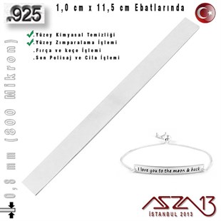 925 Ayar - 0,8 mm (800 Mikron) Kalınlıkta Gümüş Şerit - 1,0 cm x 11,5 cm / Künye Yapımı İçin
