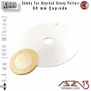 999 Ayar - 0,6 mm (600 Mikron)  Gümüş Pul - 60 mm - Yuvarlak