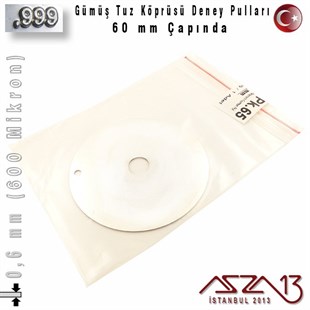 999 Ayar - 0,6 mm (600 Mikron)  Gümüş Pul - 60 mm - Yuvarlak
